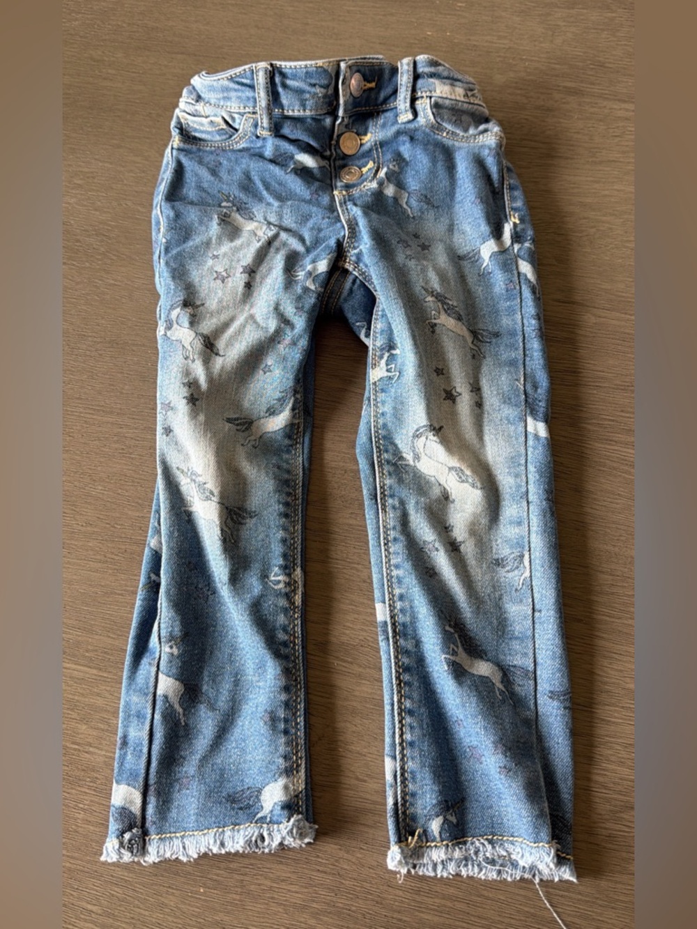 Girls' Blue Unicorn Print Jeans
